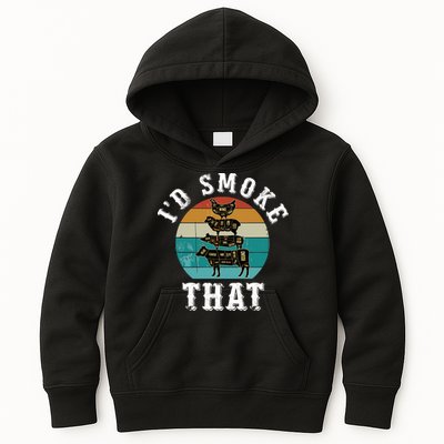 Funny Retro Bbq Party Smoker Chef Dad Gift ID Smoke That Kids Hoodie