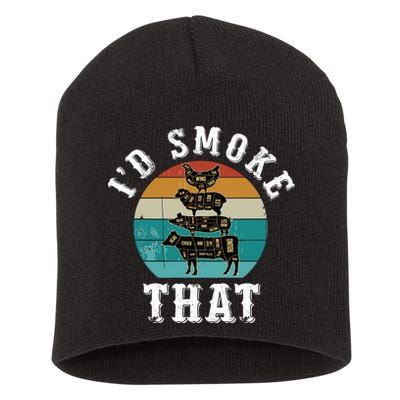 Funny Retro Bbq Party Smoker Chef Dad Gift ID Smoke That Short Acrylic Beanie