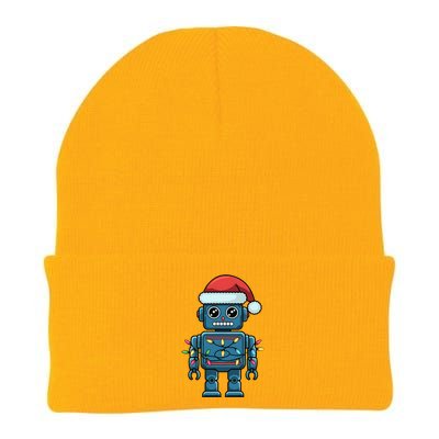 Festive Robot Bringing Christmas Cheer And Fun Lights Knit Cap Winter Beanie