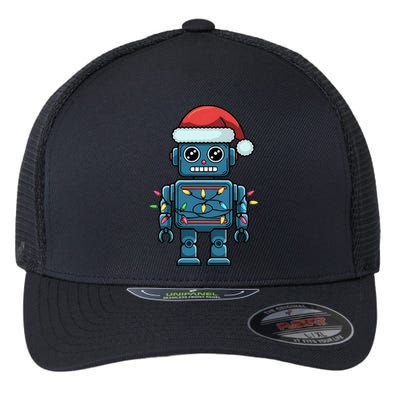 Festive Robot Bringing Christmas Cheer And Fun Lights Flexfit Unipanel Trucker Cap