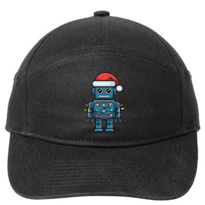 Festive Robot Bringing Christmas Cheer And Fun Lights 7-Panel Snapback Hat
