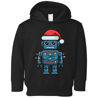 Festive Robot Bringing Christmas Cheer And Fun Lights Toddler Hoodie