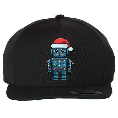 Festive Robot Bringing Christmas Cheer And Fun Lights Wool Snapback Cap