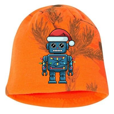 Festive Robot Bringing Christmas Cheer And Fun Lights Kati - Camo Knit Beanie