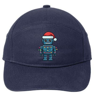 Festive Robot Bringing Christmas Cheer And Fun Lights 7-Panel Snapback Hat