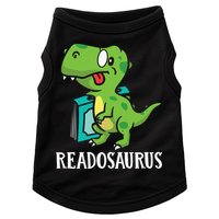Funny Reading Book Readers Dinosaur Dino Apparel Doggie Tank