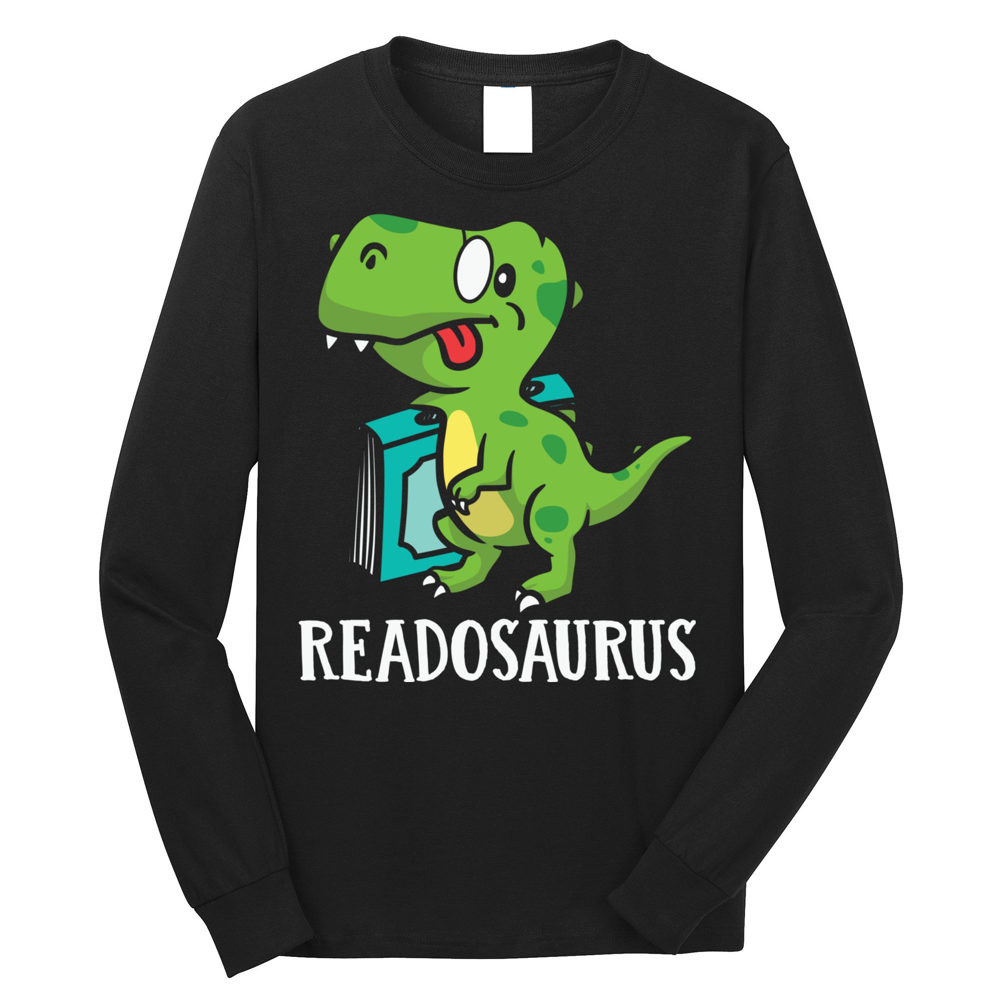 Funny Reading Book Readers Dinosaur Dino Apparel Long Sleeve Shirt