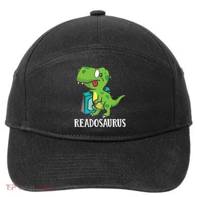 Funny Reading Book Readers Dinosaur Dino Apparel 7-Panel Snapback Hat
