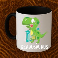 Funny Reading Book Readers Dinosaur Dino Apparel Mug