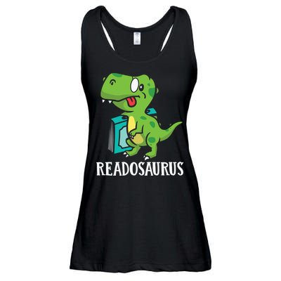 Funny Reading Book Readers Dinosaur Dino Apparel Ladies Essential Flowy Tank
