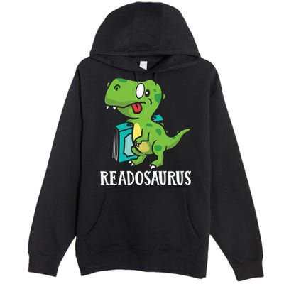 Funny Reading Book Readers Dinosaur Dino Apparel Premium Pullover Hoodie