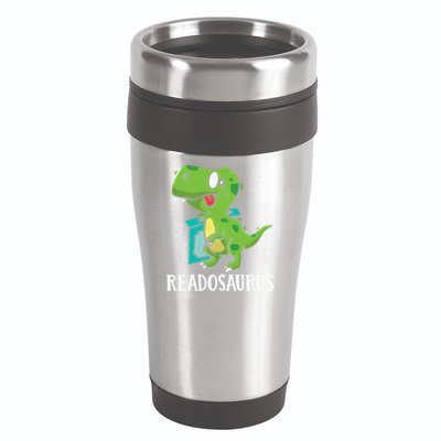Funny Reading Book Readers Dinosaur Dino Apparel 16oz Travel Tumbler