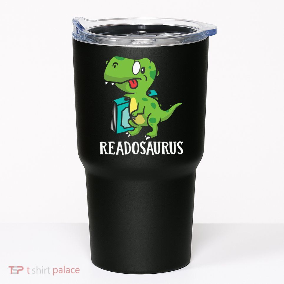 Funny Reading Book Readers Dinosaur Dino Apparel Tumbler