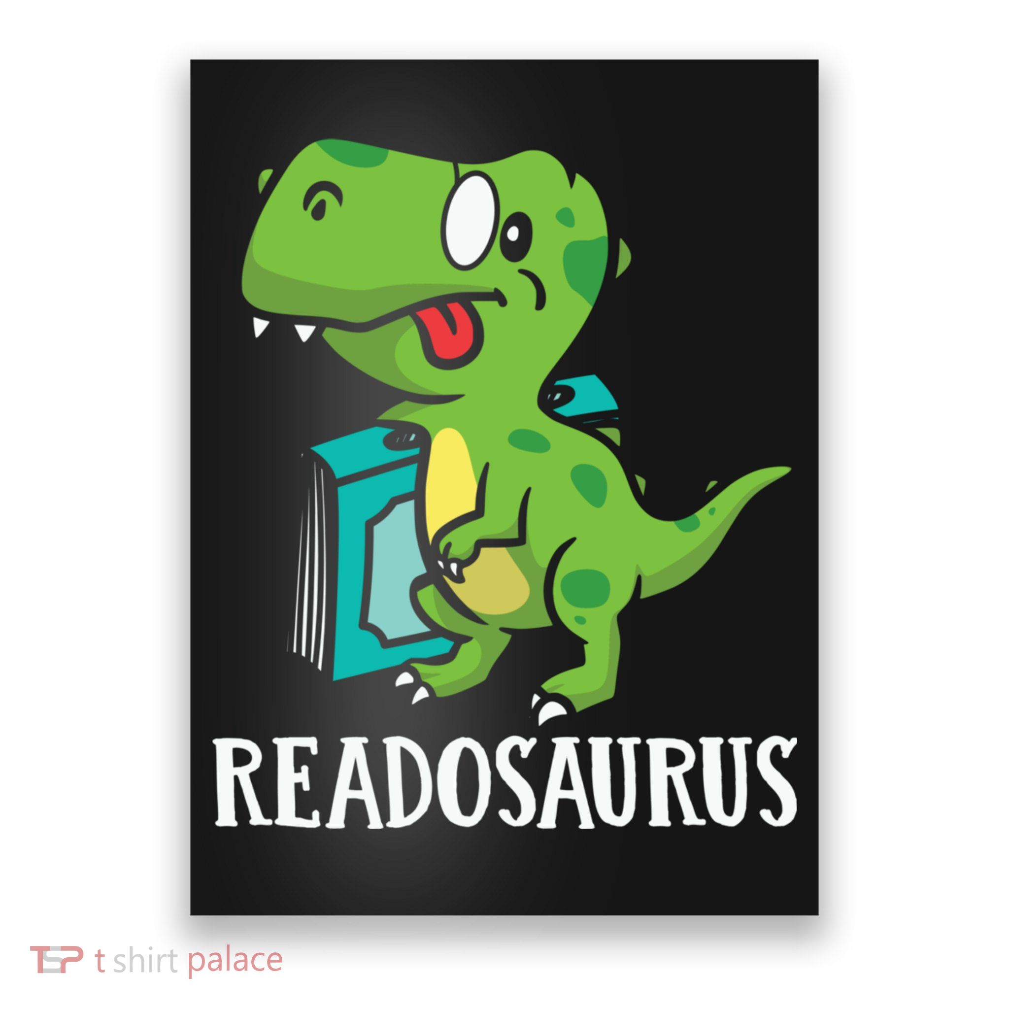 Funny Reading Book Readers Dinosaur Dino Apparel Poster