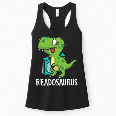 Funny Reading Book Readers Dinosaur Dino Apparel Womens Tank Top