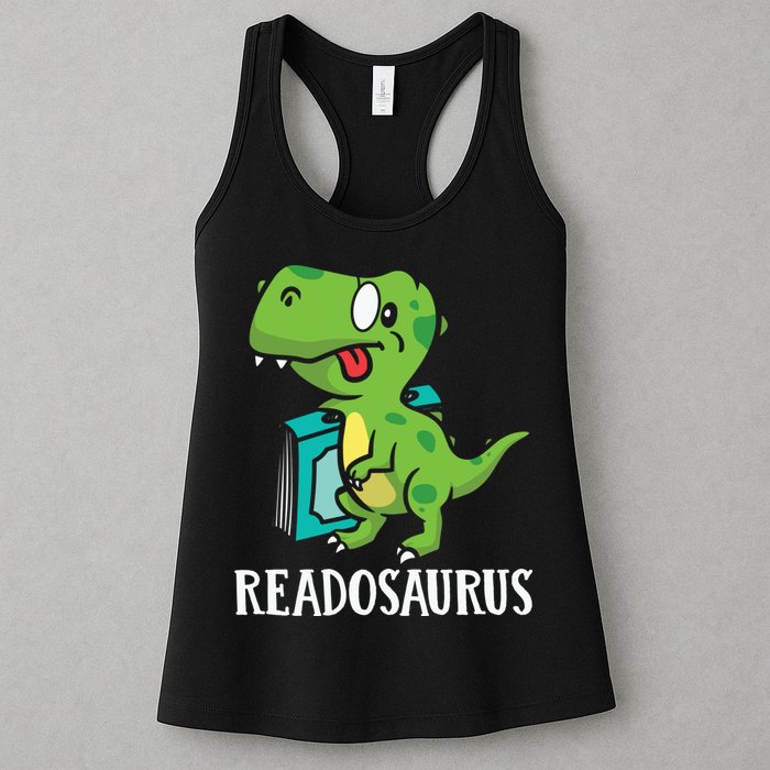 Funny Reading Book Readers Dinosaur Dino Apparel Womens Tank Top