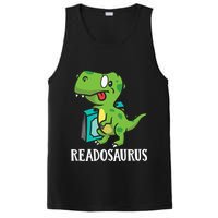 Funny Reading Book Readers Dinosaur Dino Apparel PosiCharge Competitor Tank