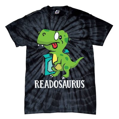 Funny Reading Book Readers Dinosaur Dino Apparel Tie-Dye T-Shirt