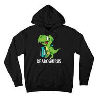 Funny Reading Book Readers Dinosaur Dino Apparel Tall Hoodie