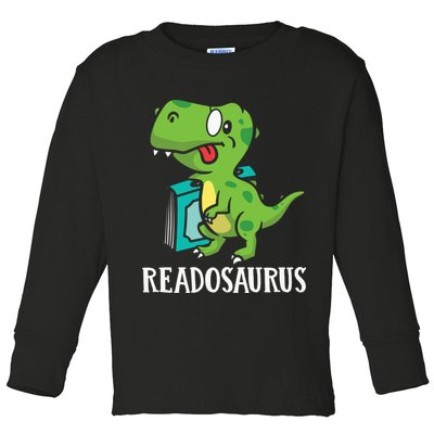 Funny Reading Book Readers Dinosaur Dino Apparel Toddler Long Sleeve Shirt