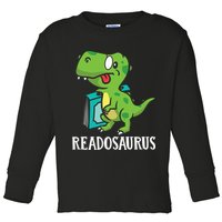 Funny Reading Book Readers Dinosaur Dino Apparel Toddler Long Sleeve Shirt