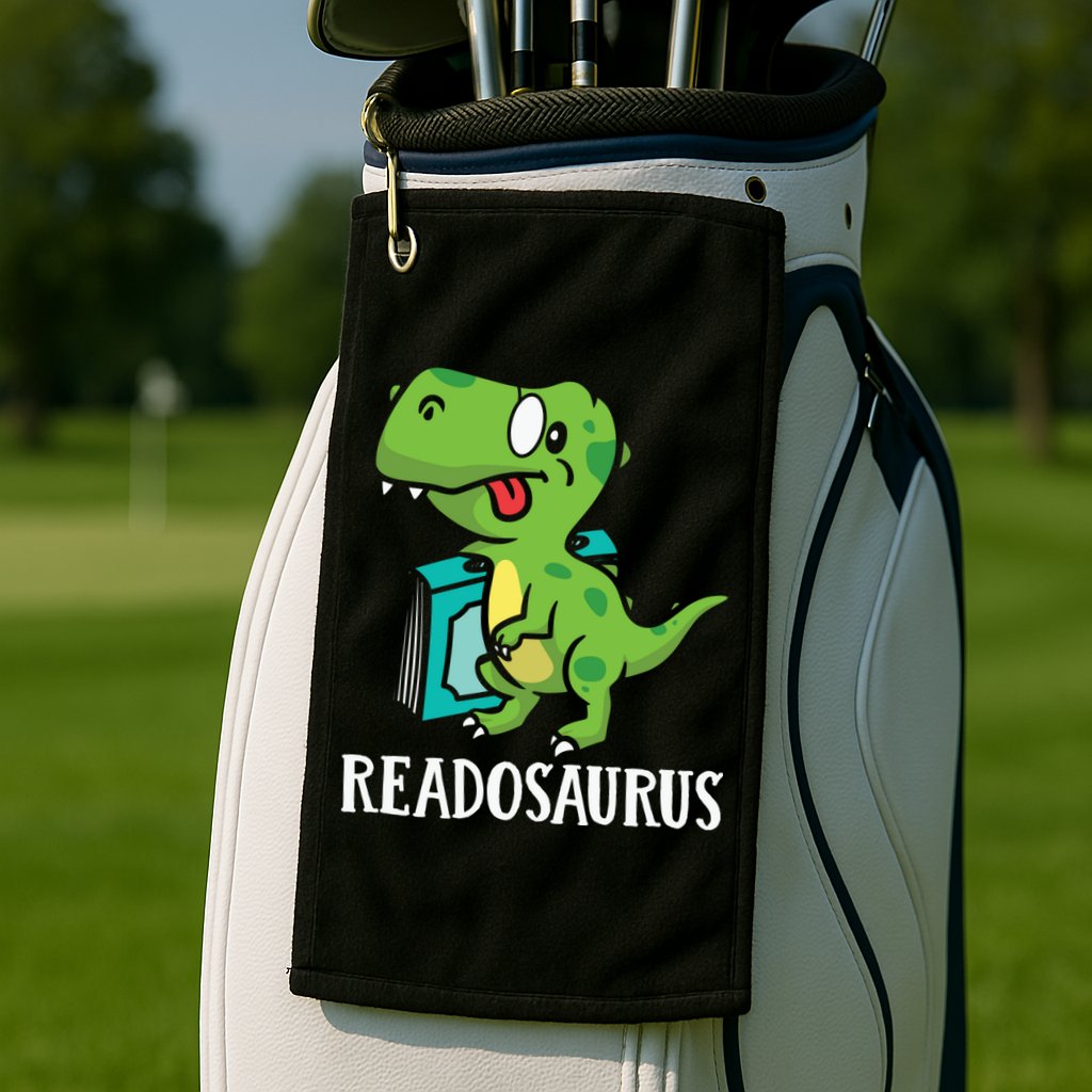 Funny Reading Book Readers Dinosaur Dino Apparel Golf Towel