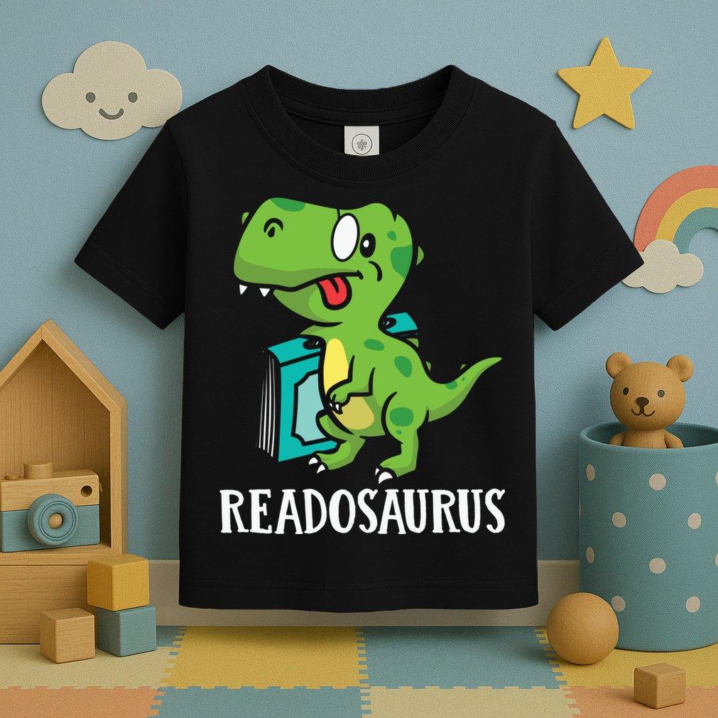 Funny Reading Book Readers Dinosaur Dino Apparel Toddler T-Shirt