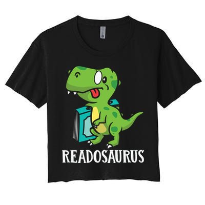 Funny Reading Book Readers Dinosaur Dino Apparel Crop Top
