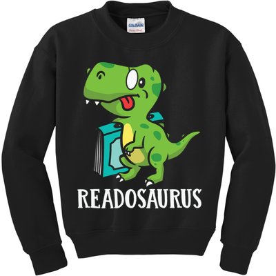 Funny Reading Book Readers Dinosaur Dino Apparel Kids Sweatshirt