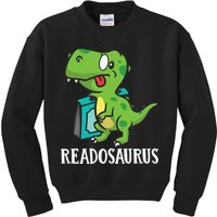Funny Reading Book Readers Dinosaur Dino Apparel Kids Sweatshirt