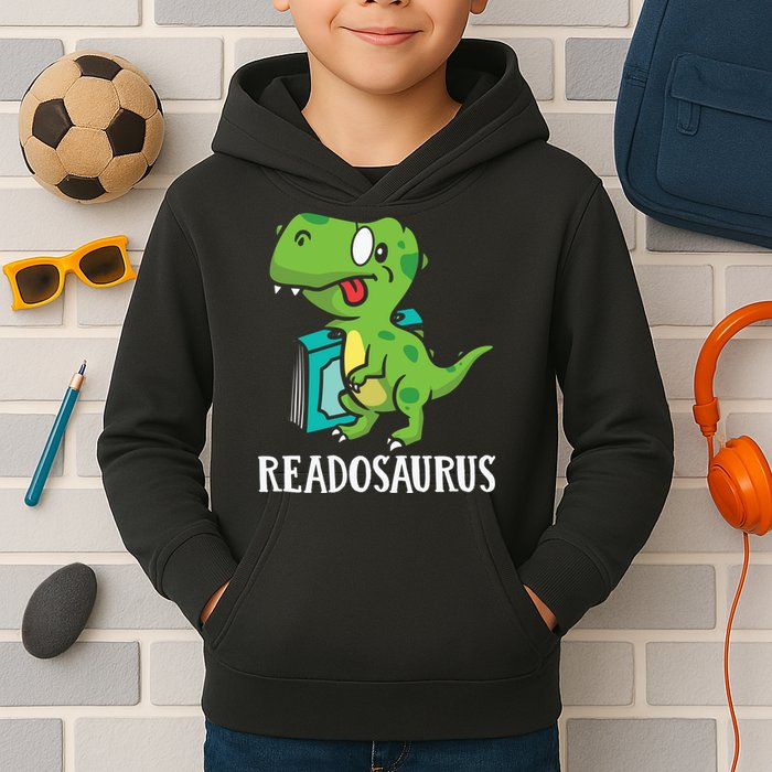 Funny Reading Book Readers Dinosaur Dino Apparel Kids Hoodie