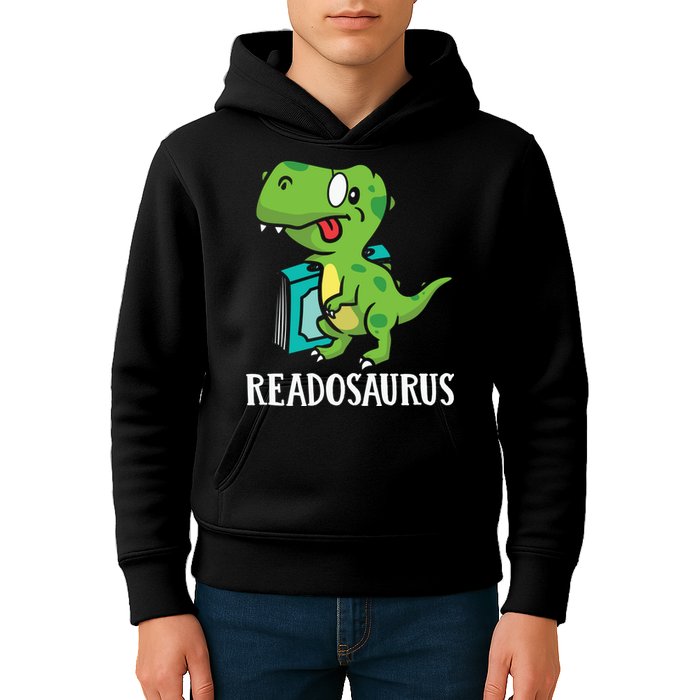 Funny Reading Book Readers Dinosaur Dino Apparel Kids Hoodie