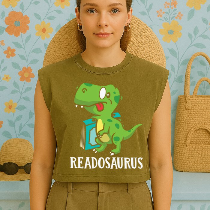 Funny Reading Book Readers Dinosaur Dino Apparel Garment-Dyed Women's Muscle Tee