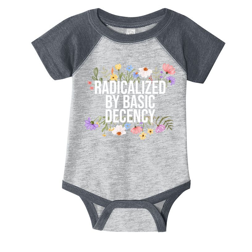 Funny Radicalized By Basic Decency Vintage Floral Infant Baby Jersey Bodysuit