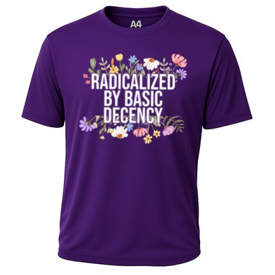 Funny Radicalized By Basic Decency Vintage Floral Performance Shirt