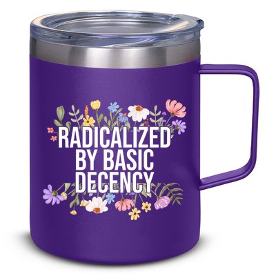 Funny Radicalized By Basic Decency Vintage Floral 12oz Stainless Steel Coffee Mug
