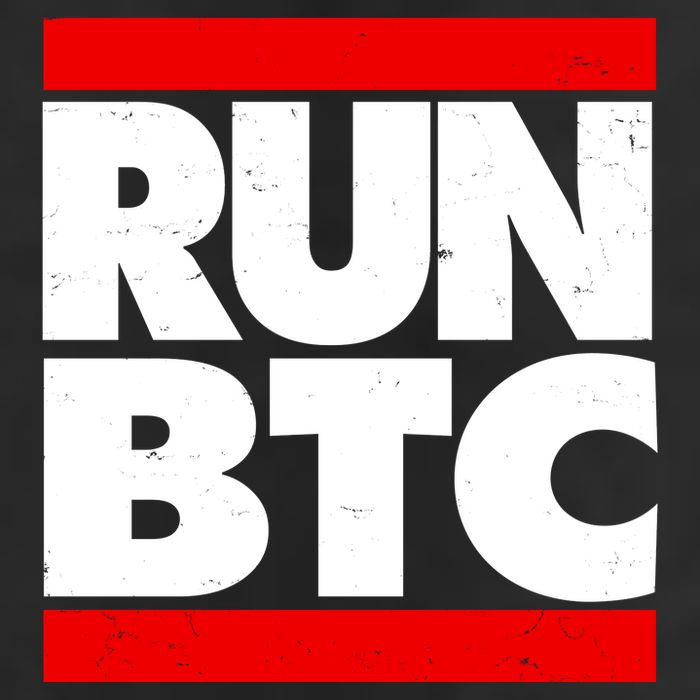 Funny Run BTC Bitcoin Logo 7 Panel Mesh Trucker Snapback Hat