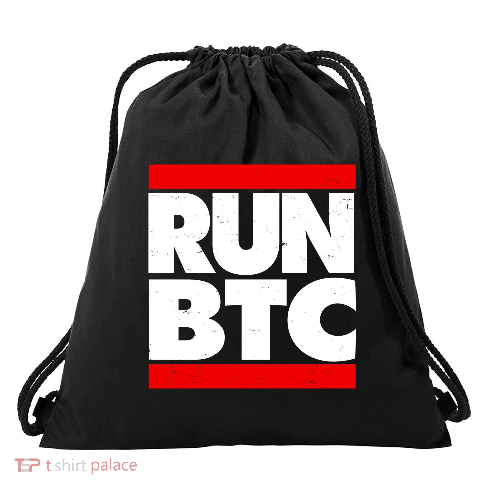 Funny Run BTC Bitcoin Logo Drawstring Bag