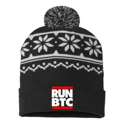 Funny Run BTC Bitcoin Logo USA-Made Snowflake Beanie