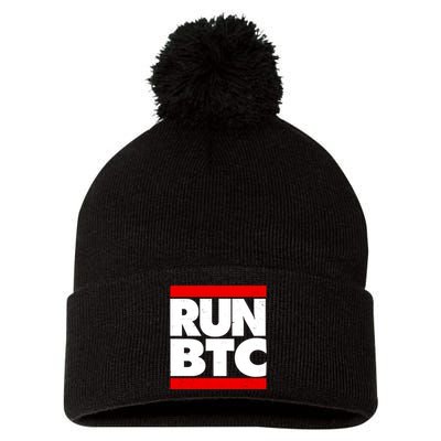Funny Run BTC Bitcoin Logo Pom Pom 12in Knit Beanie
