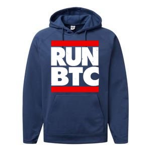 Funny Run BTC Bitcoin Logo Performance Fleece Hoodie