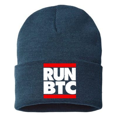 Funny Run BTC Bitcoin Logo Sustainable Knit Beanie