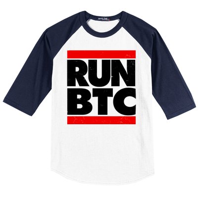 Funny Run BTC Bitcoin Logo Baseball Sleeve Shirt