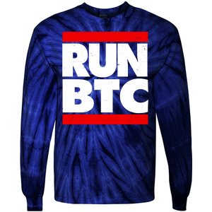 Funny Run BTC Bitcoin Logo Tie-Dye Long Sleeve Shirt