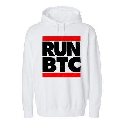 Funny Run BTC Bitcoin Logo Garment-Dyed Fleece Hoodie