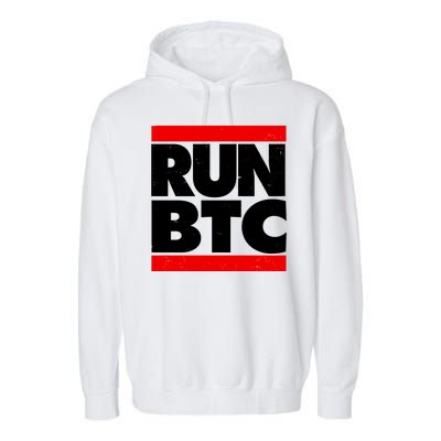 Funny Run BTC Bitcoin Logo Garment-Dyed Fleece Hoodie