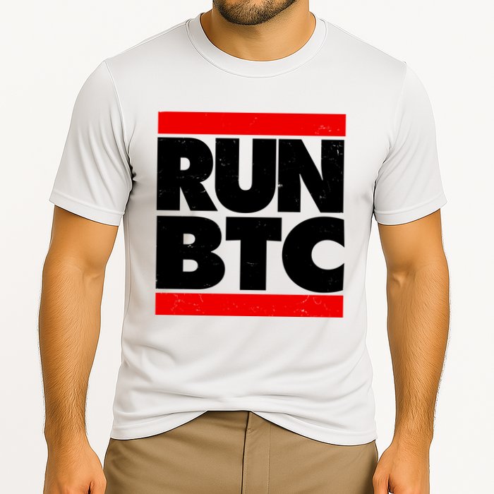 Funny Run BTC Bitcoin Logo Cooling Performance Crew T-Shirt