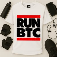 Funny Run BTC Bitcoin Logo Cooling Performance Crew T-Shirt