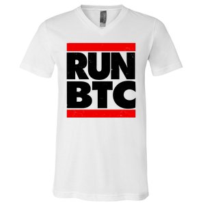 Funny Run BTC Bitcoin Logo V-Neck T-Shirt