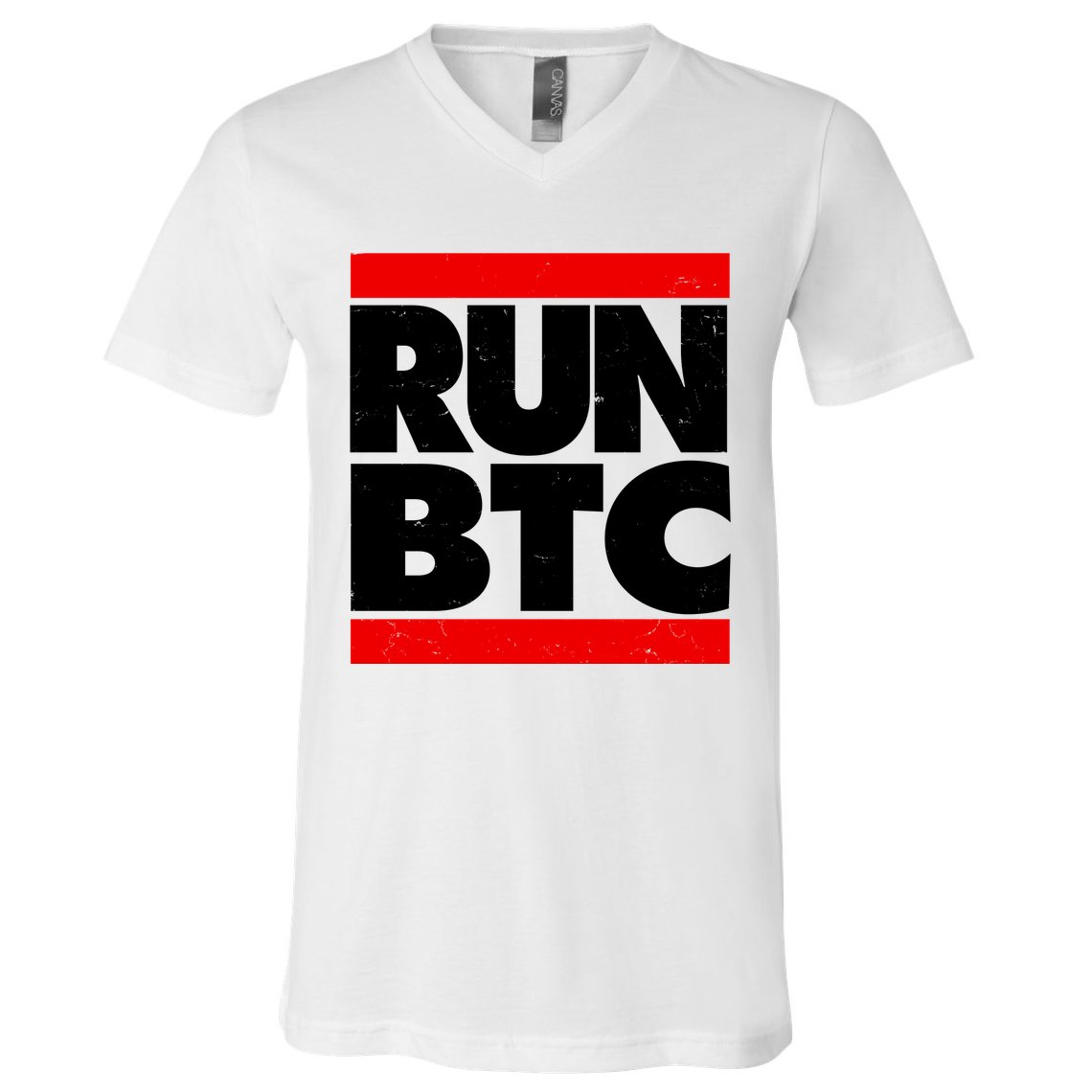 Funny Run BTC Bitcoin Logo V-Neck T-Shirt